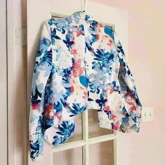 Mossimo Women's Open Front Floral Colorful Business Casual Work Jacket Medium - Picture 4 of 13